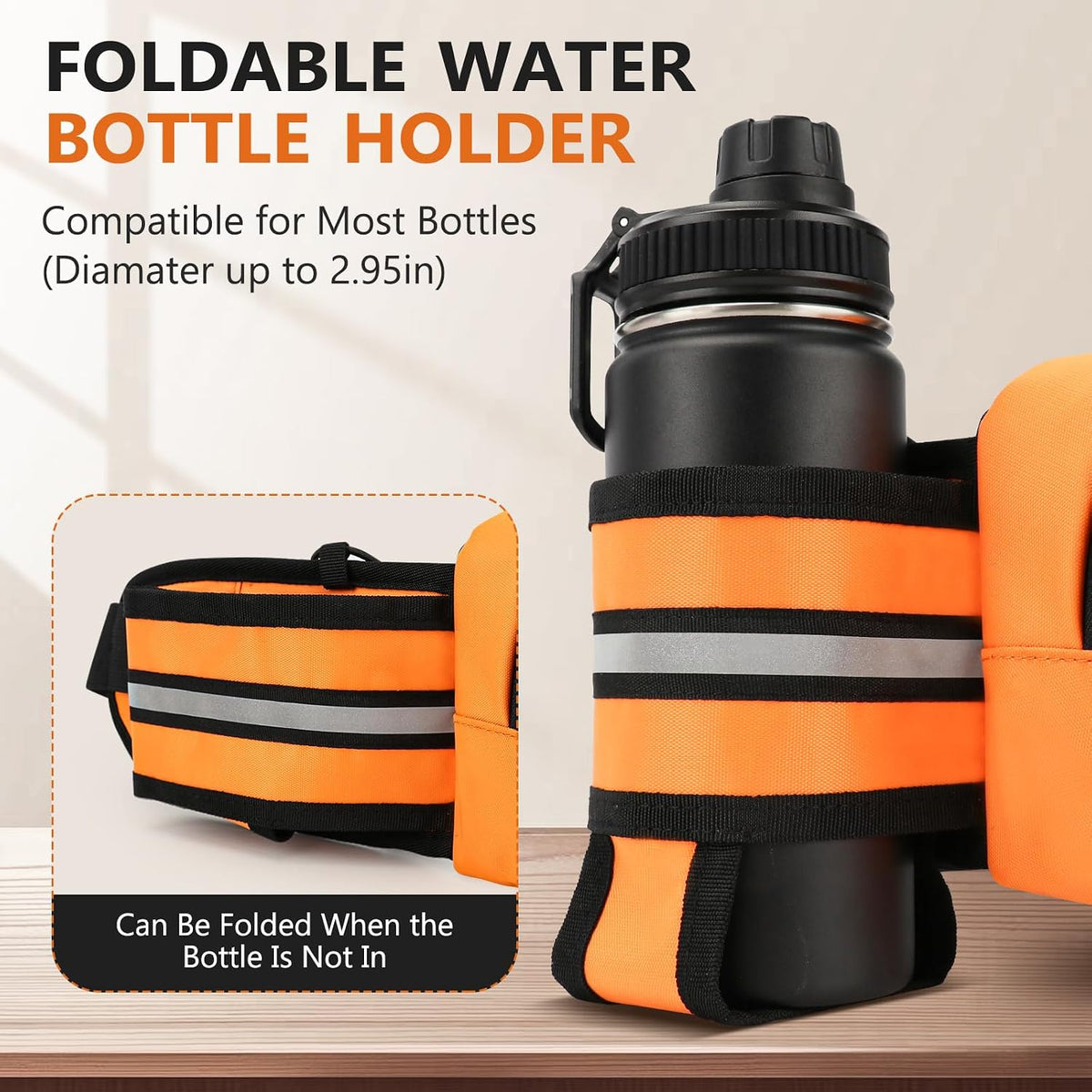 Fanny Pack for Men Women Waist Bag with Water Bottle Holder for Hiking, Travel,Dog Walking, Workout (Orange)