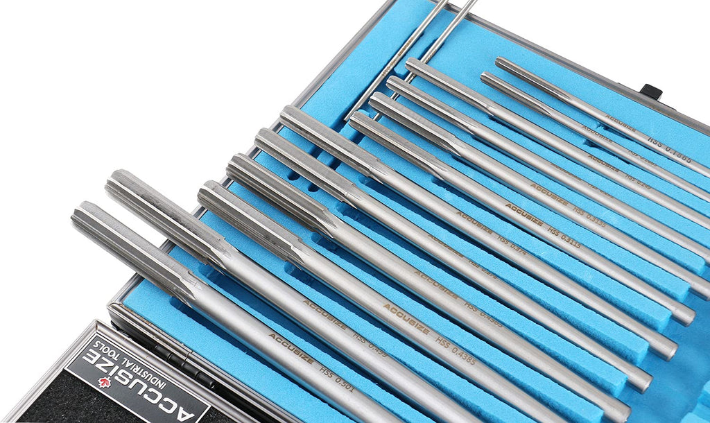 Accusize Industrial Tools Chucking Reamer Set, 0.1240" to 0.5010", 14 Pc