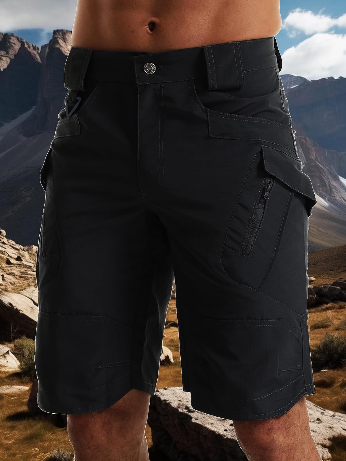 AUTIWITUA Men's Hiking Shorts Waterproof Tactical Cargo Short Pants Quick Dry Work Shorts with Multi Pockets(No Belt)