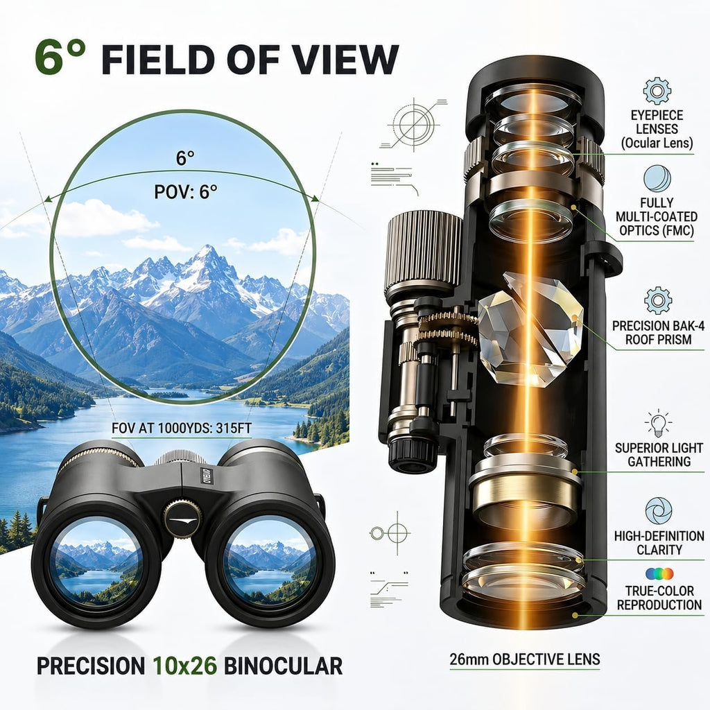 10x26 Compact Binoculars for Adults Travel Cruise Ship Birding Waterproof