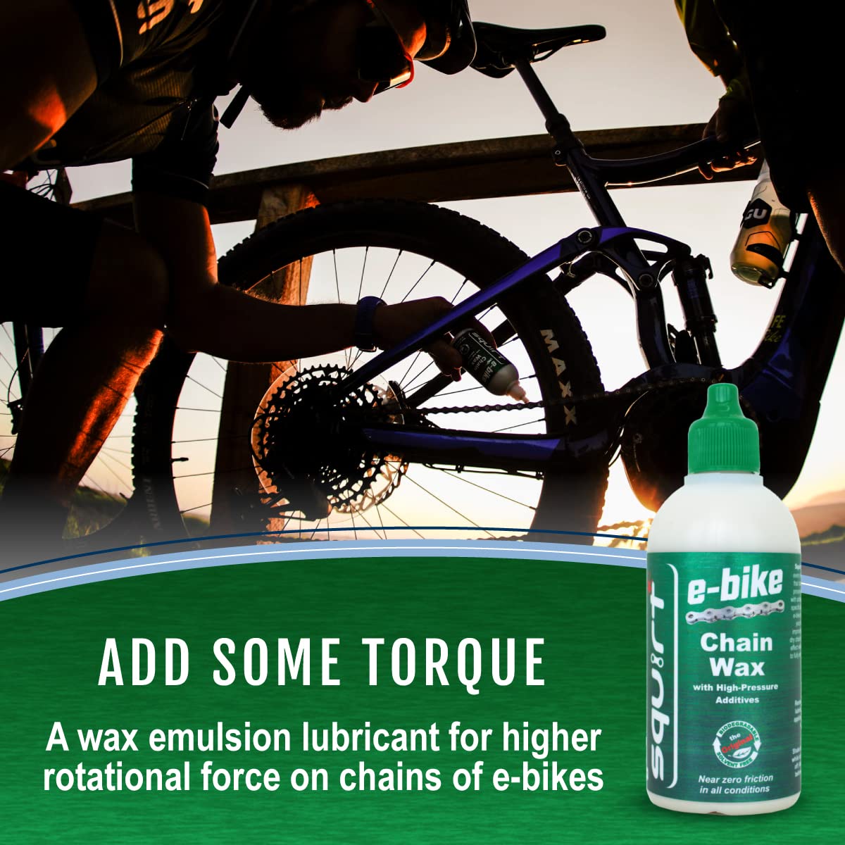 Squirt E-Bike Chain Wax 120 ml with High-Pressure Additives for E-Bikes - Ebike Lubricant for Wet & Dry Conditions - Electric Bike Chain Lube Reduces Noise & Friction - Ebike Accessories
