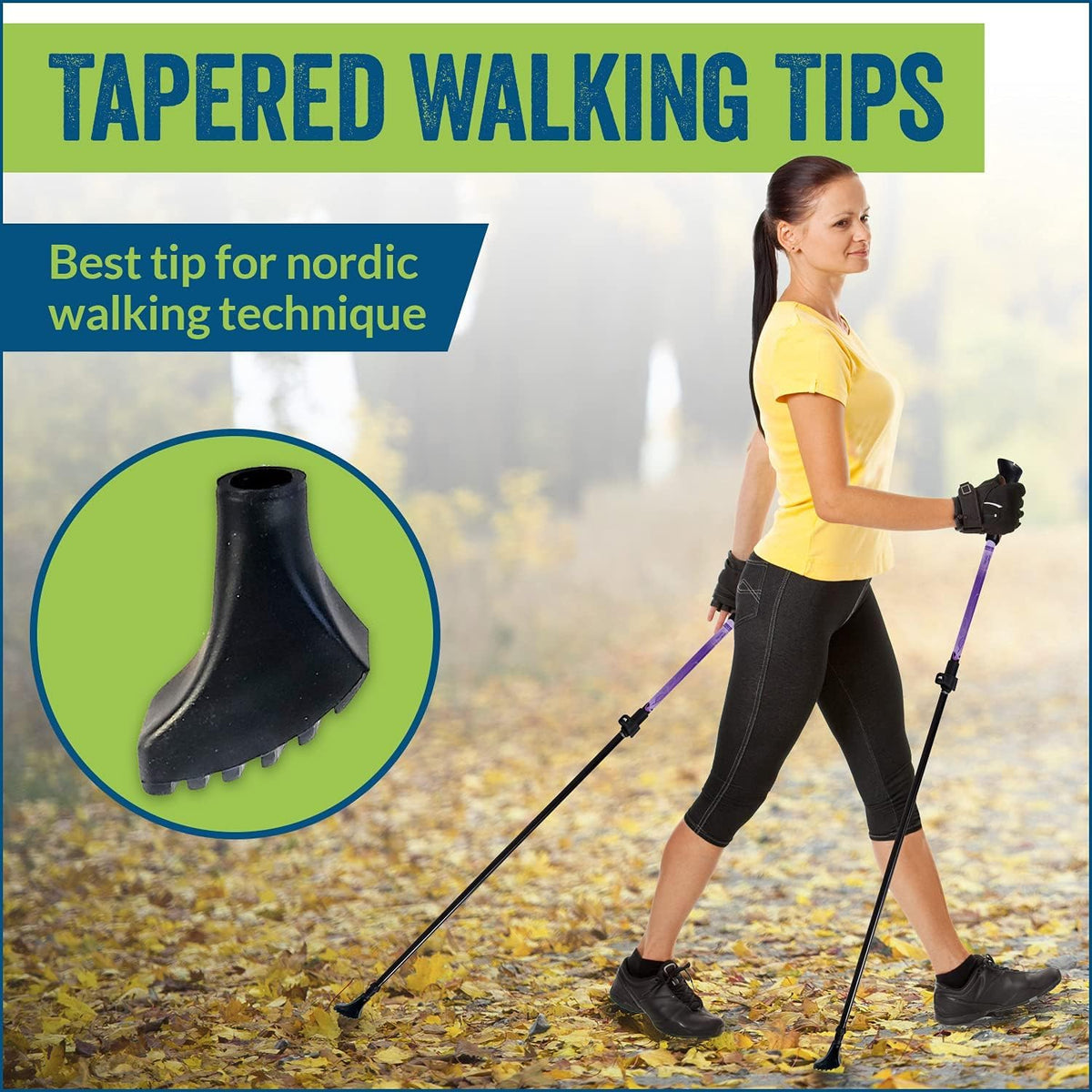 4 Pack of Extra Durable Rubber Replacement Tips (Replacement Feet/Paws/Ferrules/Caps) for Trekking Poles - Fits All Standard Hiking and Nordic Walking Poles