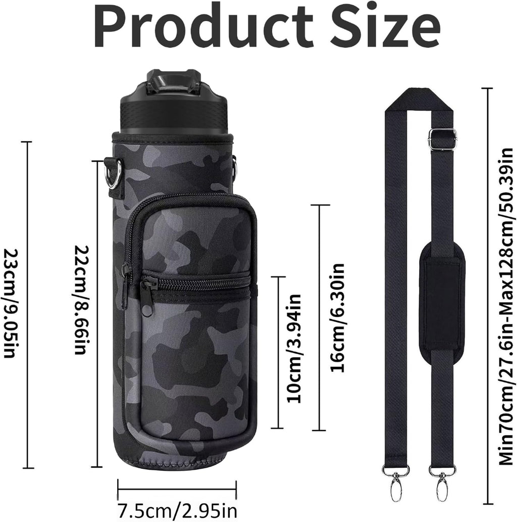 Water Bottle Sling Bag with Storage Pockets & Strap for Hiking Gym Walking