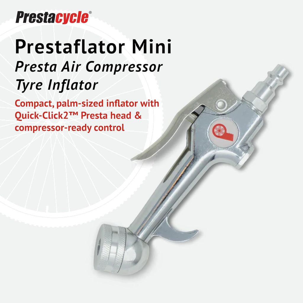 Prestacycle Prestaflator Mini Pro, Bike Tire Inflator Head, Bicycle Air Pump Valve Presta Push-to-Inflate Tool for Air Compressor Lines, Bike Tools & Maintenance, Mini Pro Inflation Tool