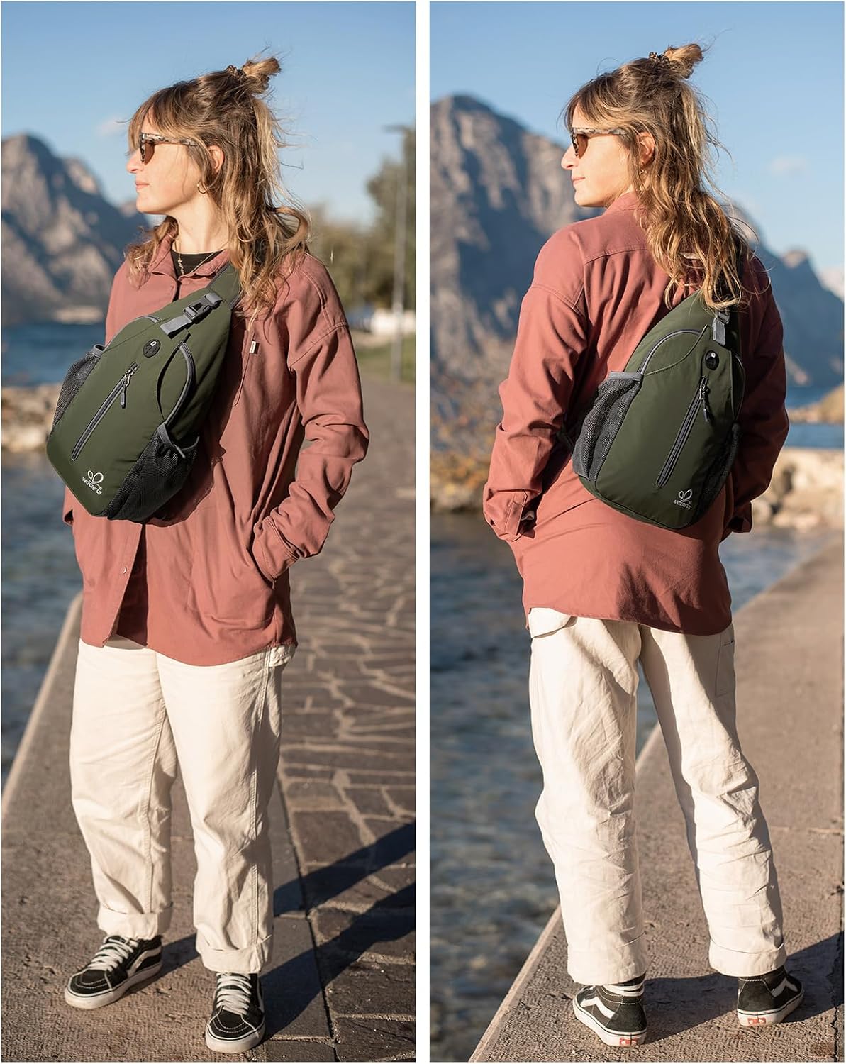WATERFLY Crossbody Sling Backpack Sling Bag Travel Hiking Daypack