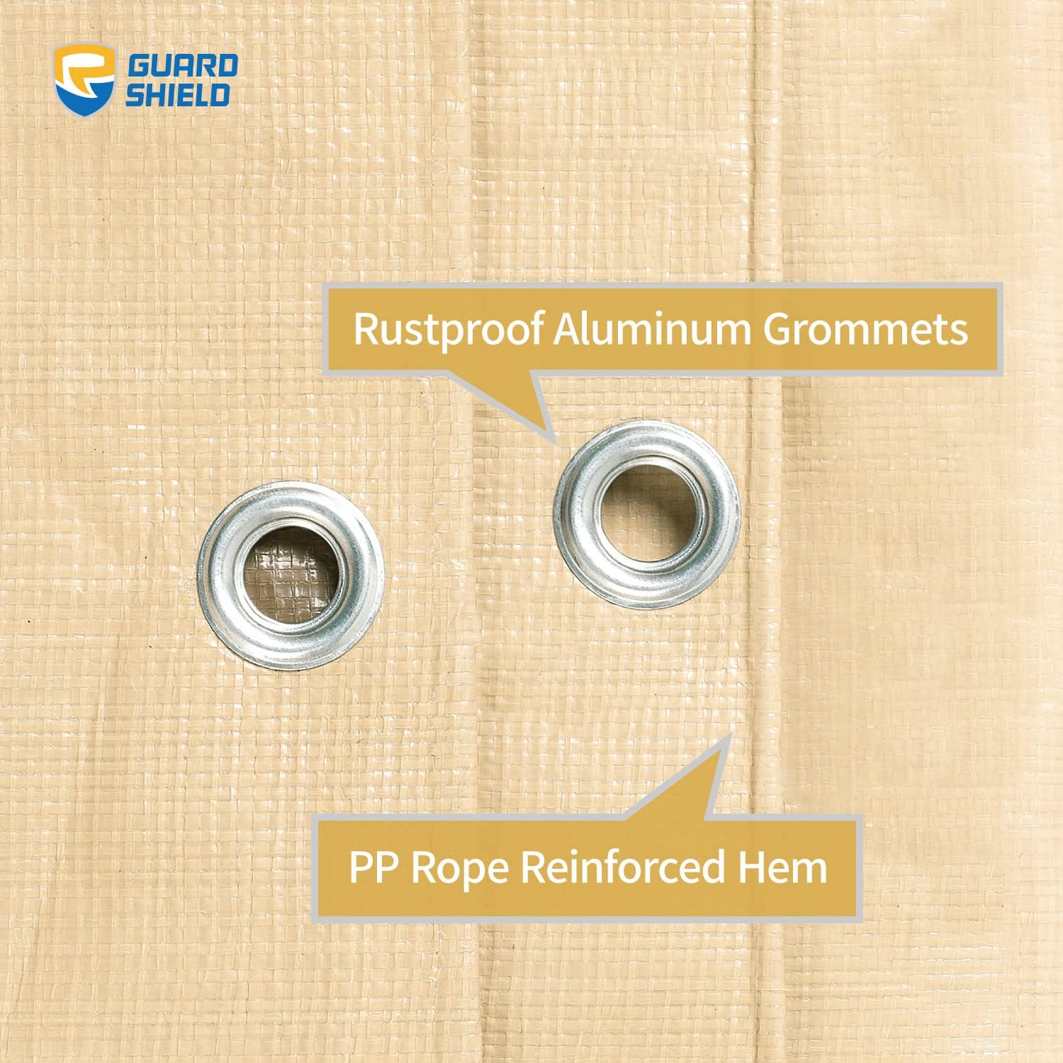 GUARD SHIELD Beige Tarp Heavy Duty Waterproof 12x24 Feet Outdoor Poly Tarps Cover Square Thick UV Resistant Canopy Tarpaulin with Grommets 10mil