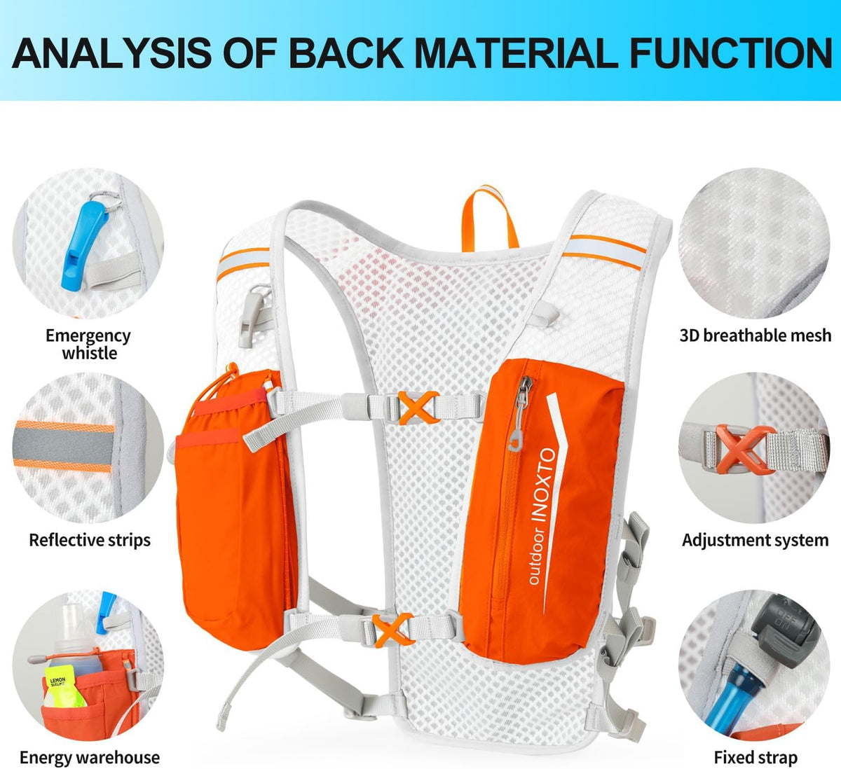 INOXTO Running Hydration Vest Backpack,Lightweight Insulated Pack with 1.5L Water Bladder Bag Daypack for Trail Hiking Running Cycling Race Marathon for Women Men