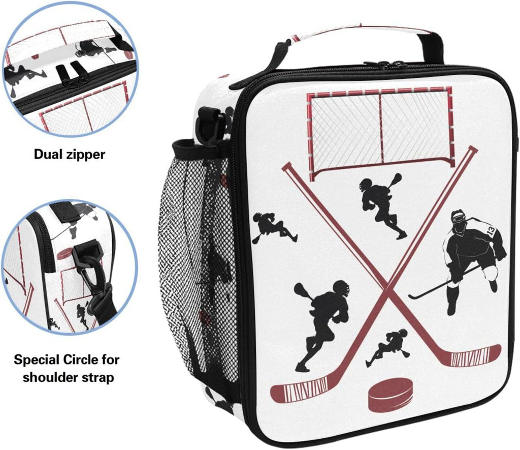 Hockey Lunch Box Insulated Lunch Bag Cooler Tote Bag