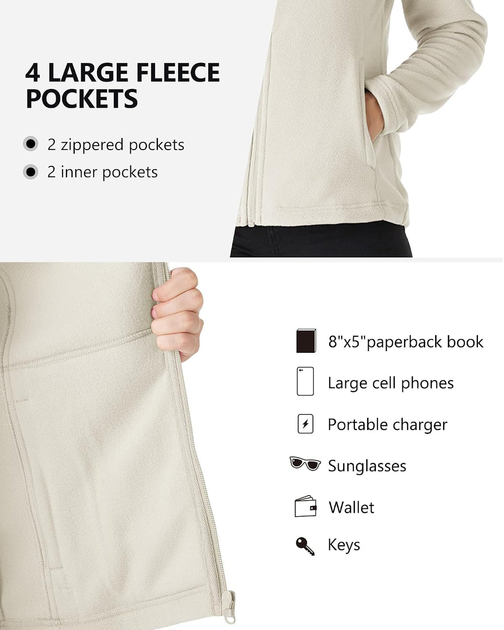 Outdoor Ventures Women's Lightweight Warm Polar Fleece Jacket Zip Up