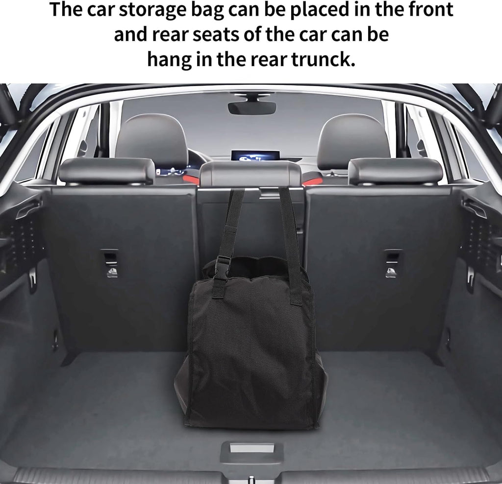 Car Seat Organizer - Large Capacity Passenger Seat Storage Travel Bag, Portable, Foldable and Collapsible Miscellaneous Car Hanging Bags, Reusable Shopping Tote with Drawstrings