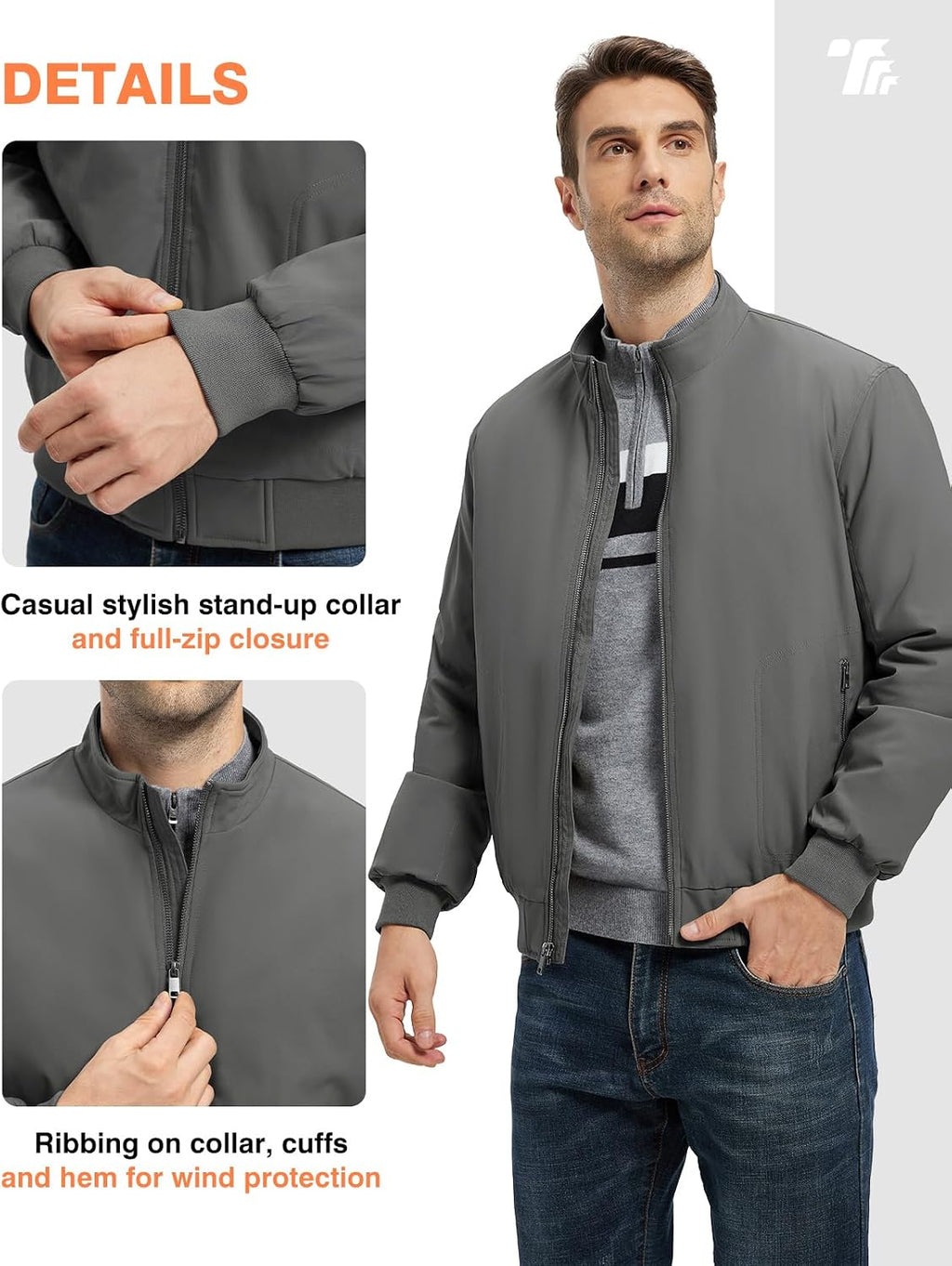 TBMPOY Men's Winter Jackets Bomber Padded Casual Windbreaker Warm Fall Coat