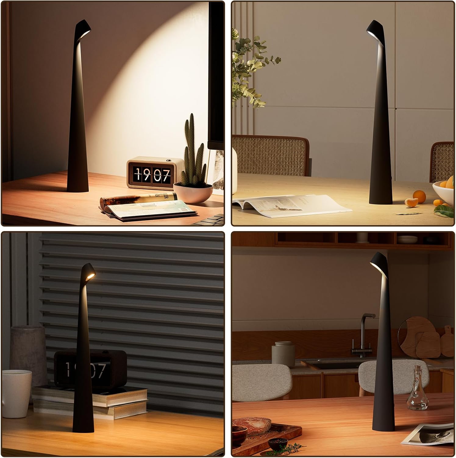 HAPYGI Cordless Rechargeable Reading Metal Table Lamp, 3-Level Brightness