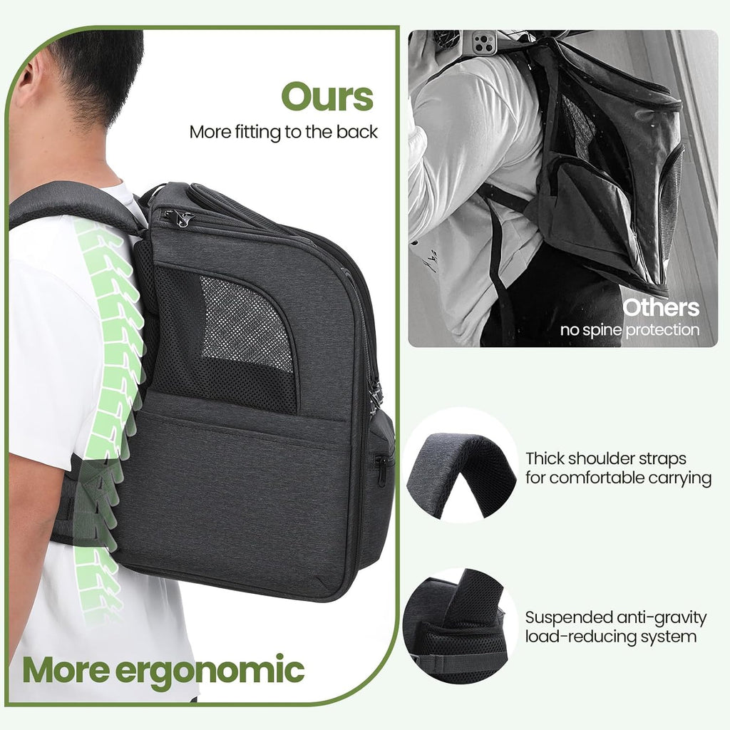 Pecute Ergonomic Cat Backpack, 30% Effort-Saving Breathable Pet Backpack