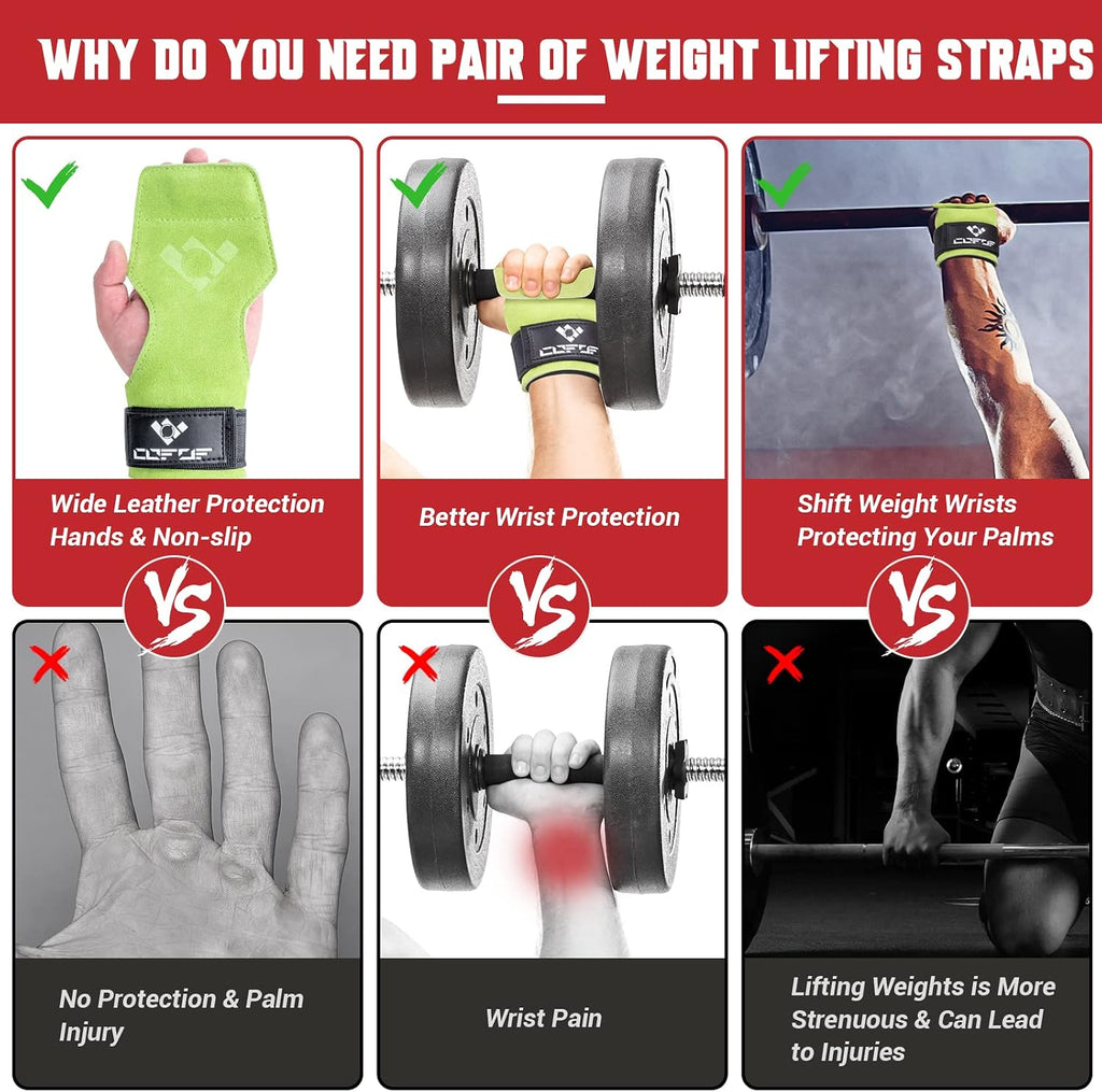 Weight Lifting Wrist Strap, Double-Layer Leather for Deadlift Powerlifting