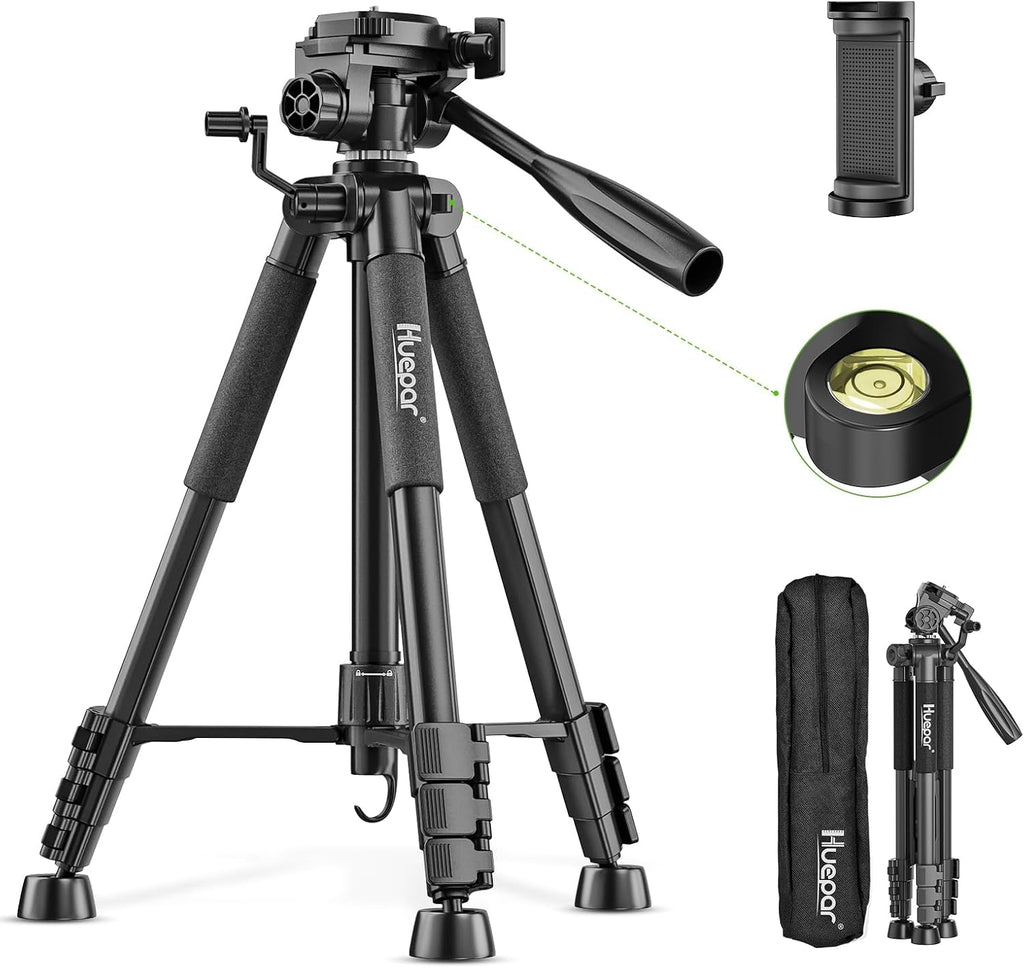 Huepar Tripod 50-inch Extendable Height Tripod Use with Laser Level, Point Lasers, Lazer Distance Measures, 1/4" and 5/8" Thread Mount for for Varieties Tools, Outdoor and Indoor T13A
