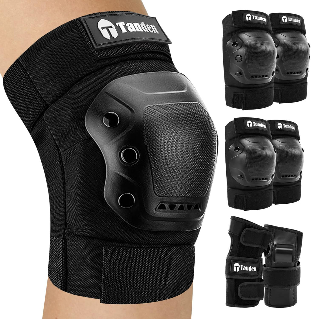 Tanden Skate Protective Gear Adult Knee Pads and Elbow Pads Set Wrist Guard