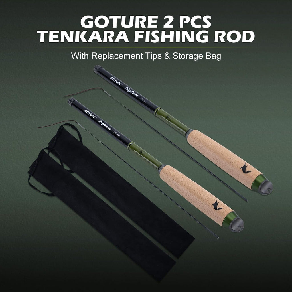 Goture 2pcs Tenkara Fishing Pole Inshore Streams Rivers Micro Fishing