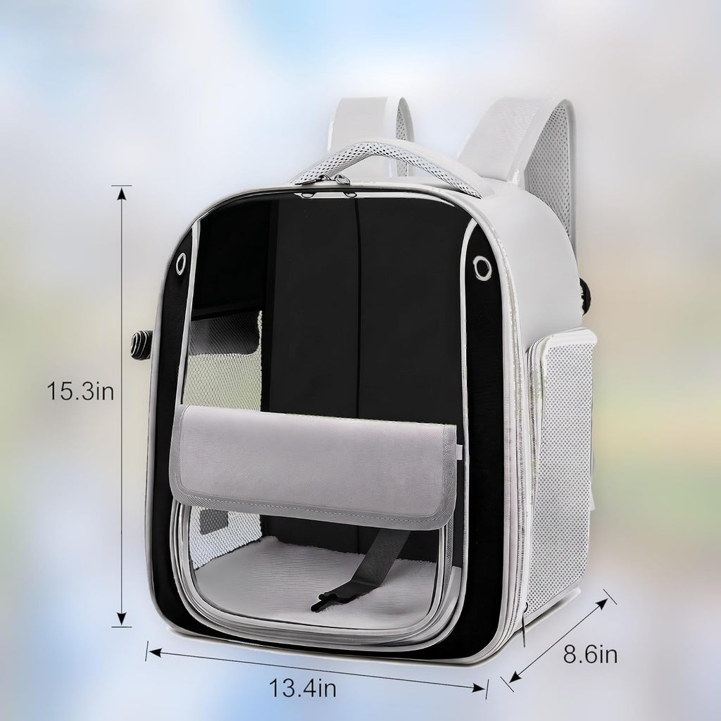 Pet Carrier Backpack for Cats and Small Dogs, Transparent PC Window, Breathable Mesh Sides, Front Pocket, Comfortable Padded Straps