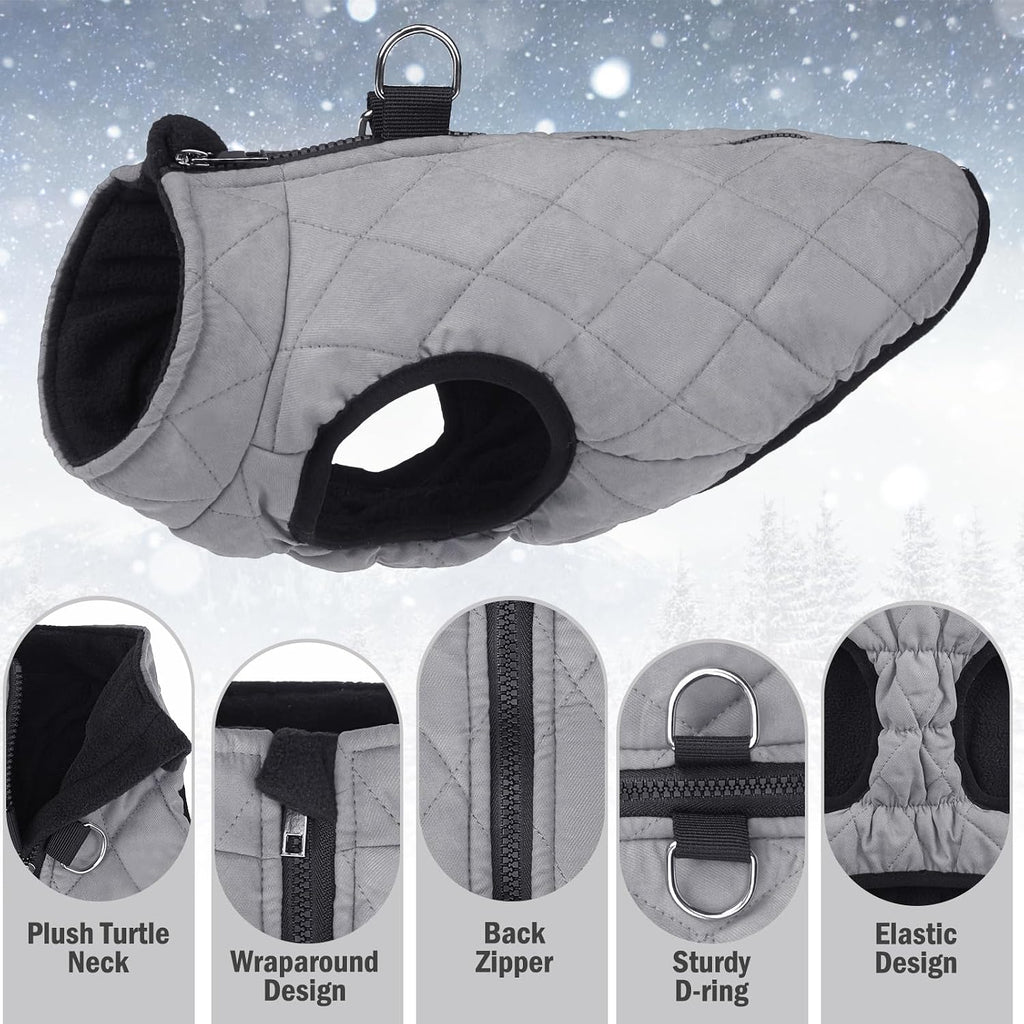 SCENEREAL Winter Dog Vest Coat with Harness Built in