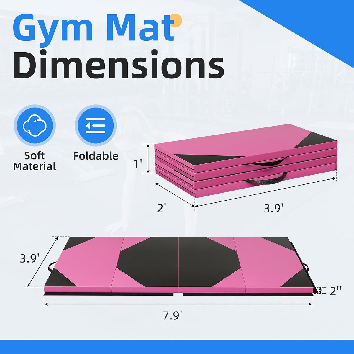 Polar Aurora 4'x8'x2 Thick Folding Gymnastics Exercise Mat Aerobics Stretching Yoga Mats