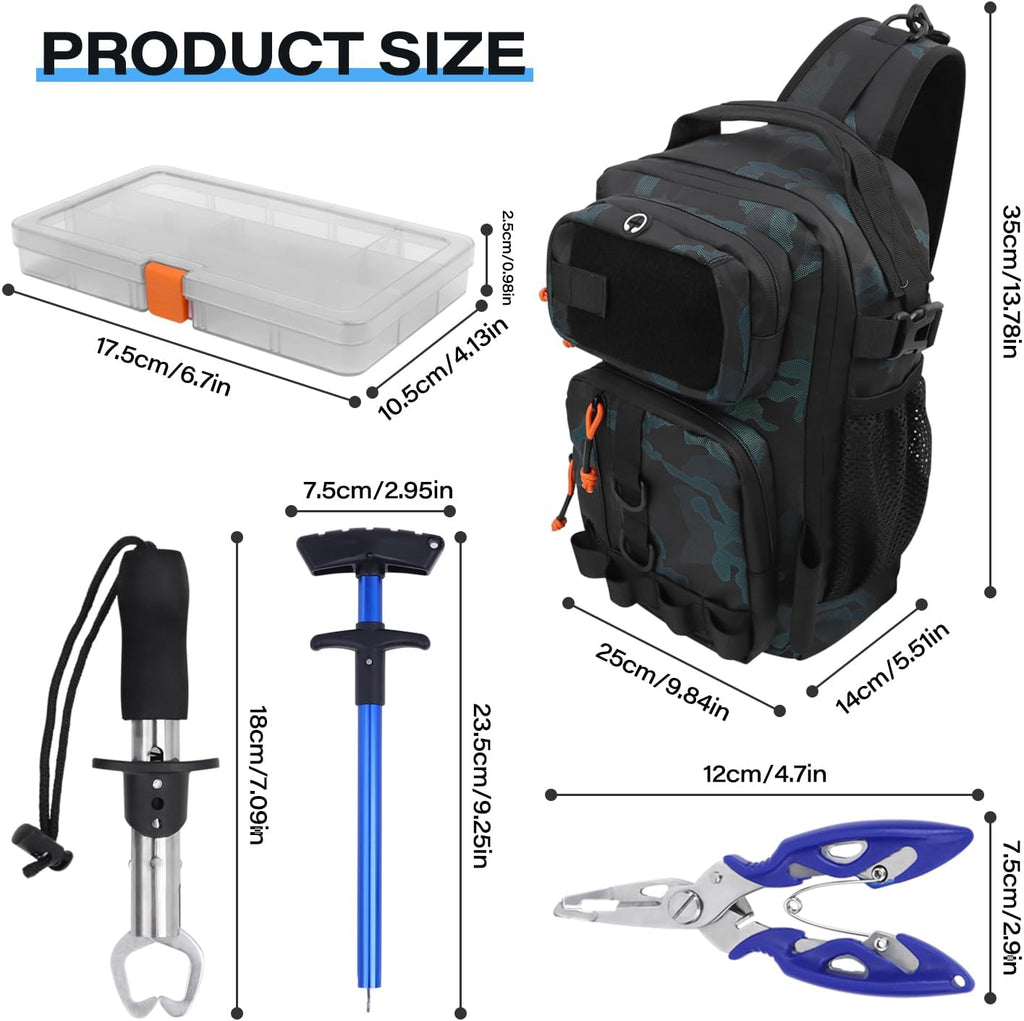 Fishing Backpack with Tackle Boxes&Tool Set,Gifts for Men (Green)