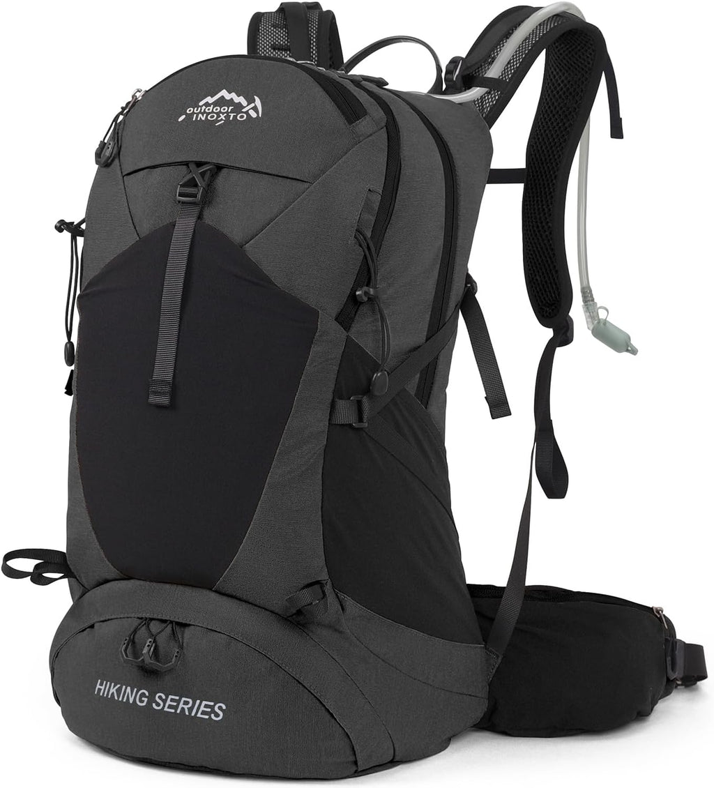 IX INOXTO Hiking Backpack, 26L/40L Waterproof Hiking Daypack with 3L Water Bladder and Rain Cover, Lightweight Travel Camping Backpack for Men Women (Black)