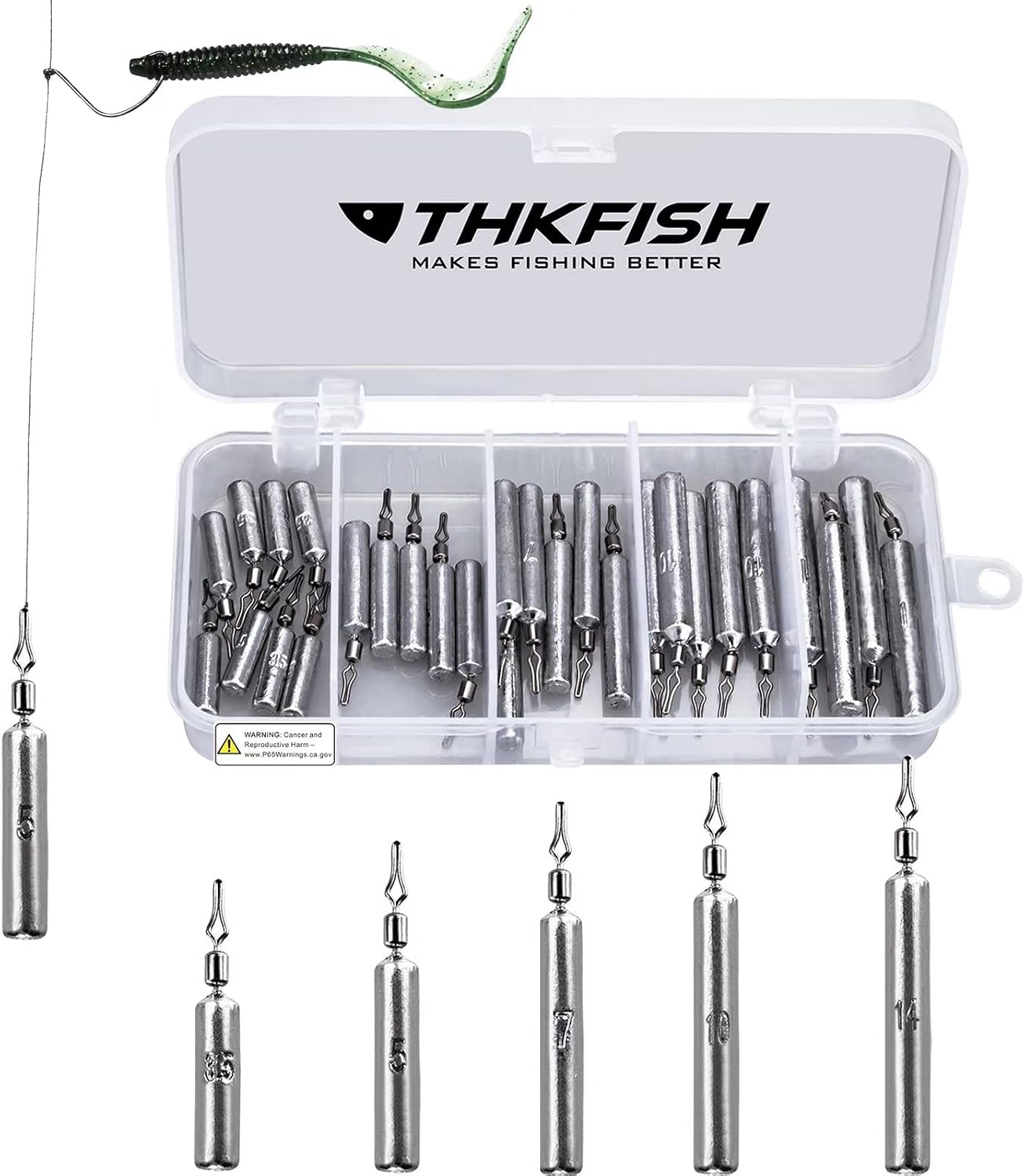 THKFISH Fishing Weights Sinkers Set, 28PCS Fishing Sinker Drop Shot Weights Kit,Drop Shot Rig Wacky Hooks for Saltwater Freshwater Bass Fishing