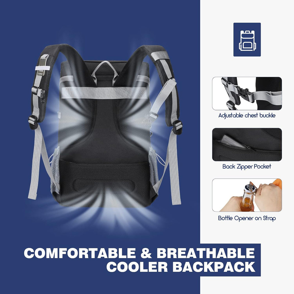 Maelstrom 35/50Can Insulated Cooler Backpack, Leakproof Soft Lunch Ice Bag
