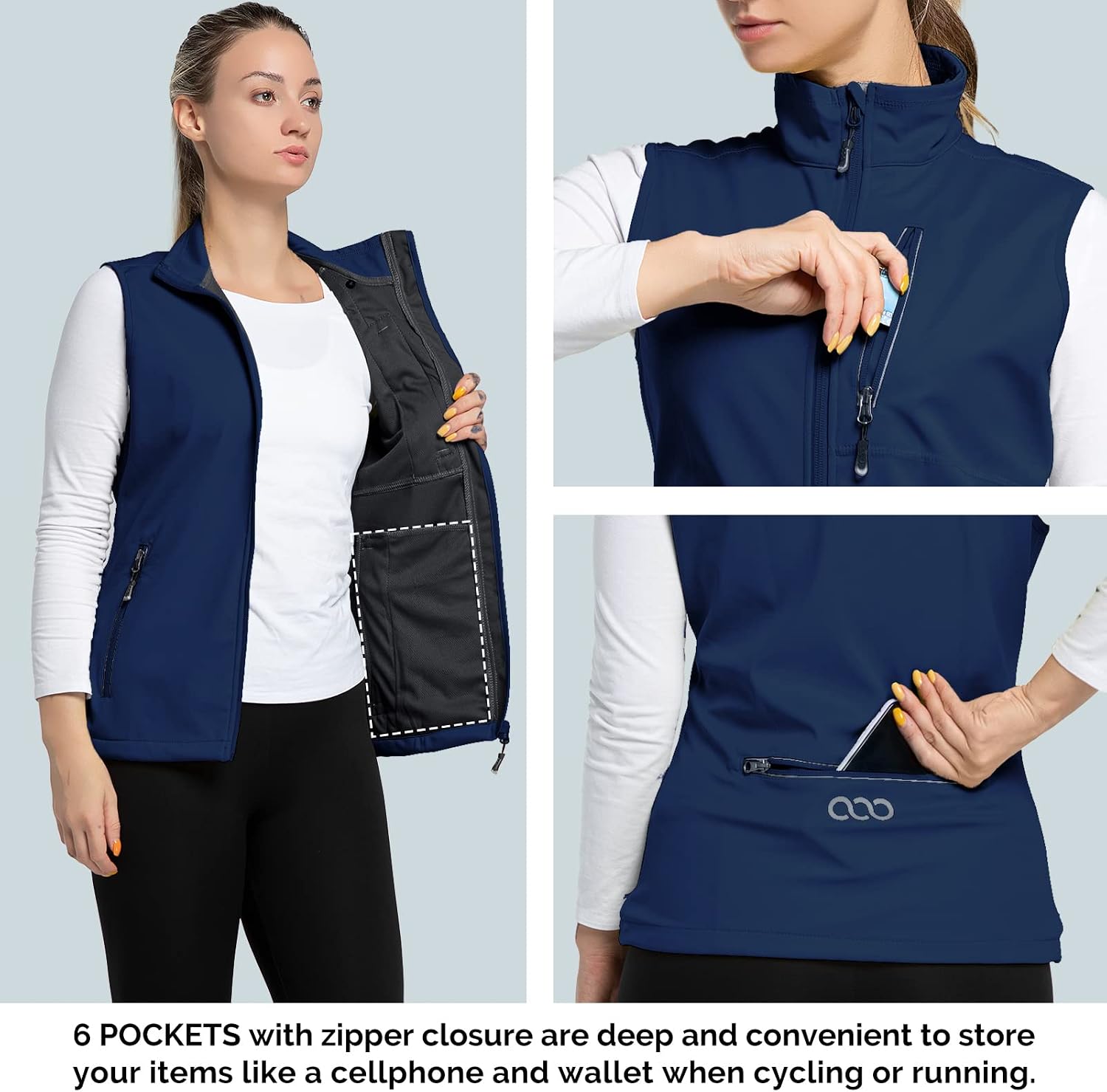 33,000ft Women's Lightweight Running Vest with 6 Pockets for Travel Golf
