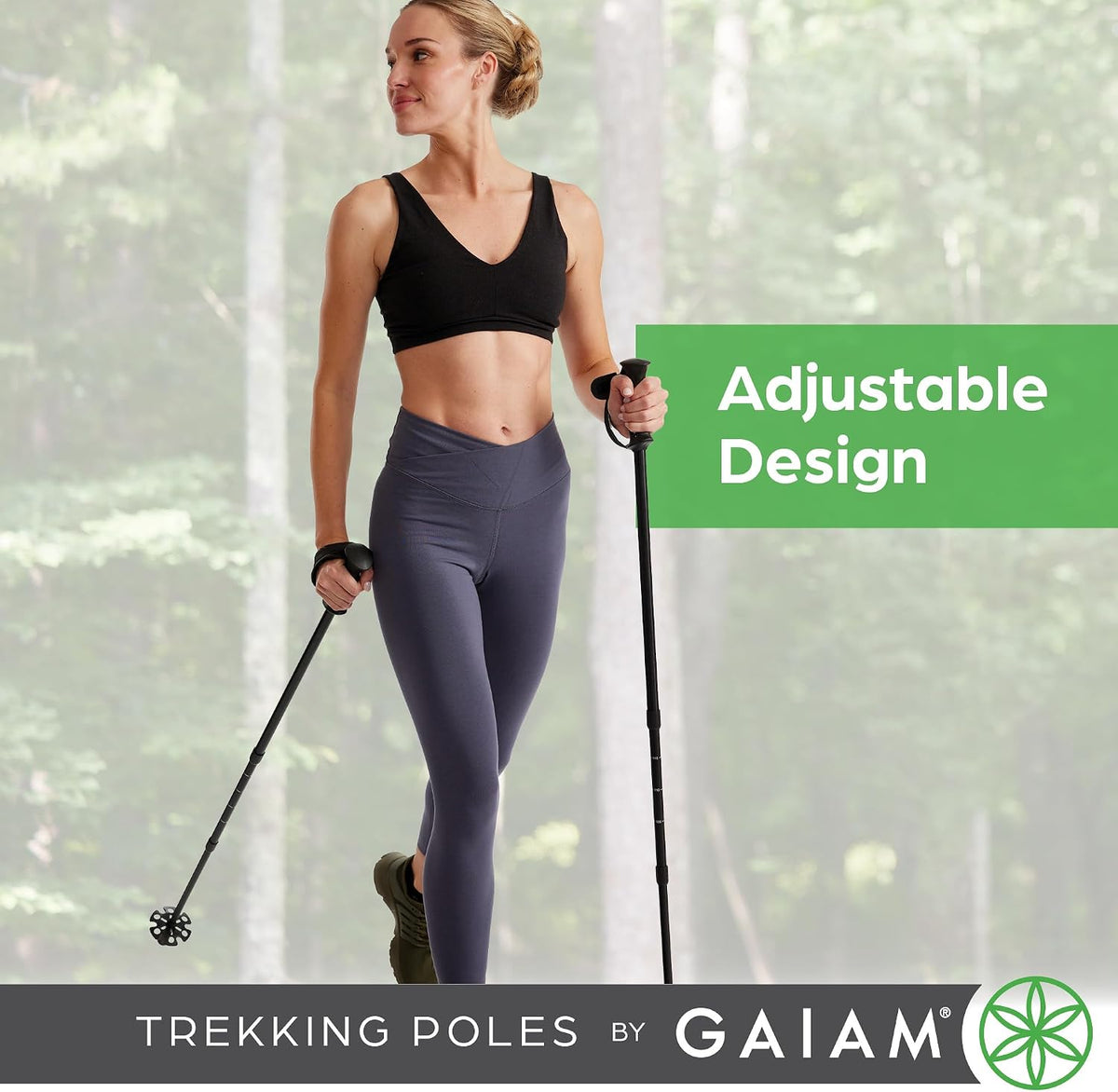 Gaiam Trekking Poles, Pair, 7075 Aluminum Hiking Poles