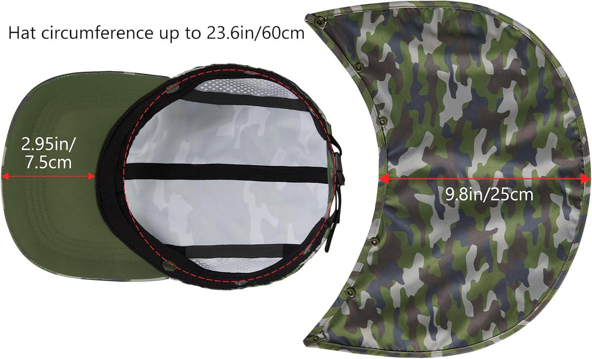 BASSDASH UPF 50+ Fishing Hat, Baseball Cap with Removable Neck Flap