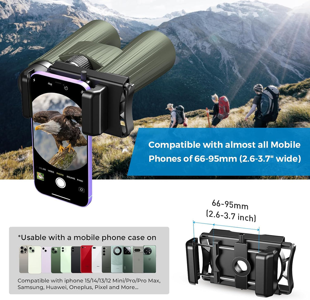 APEXEL 360° Universal Digiscoping Phone Adapter with Bluetooth Remote