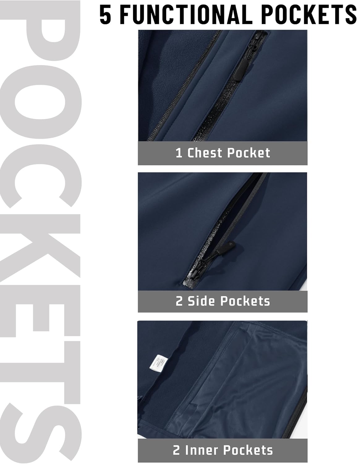 TACVASEN Mens Hooded Fleece Lined Waterproof Softshell Jacket Lightweight