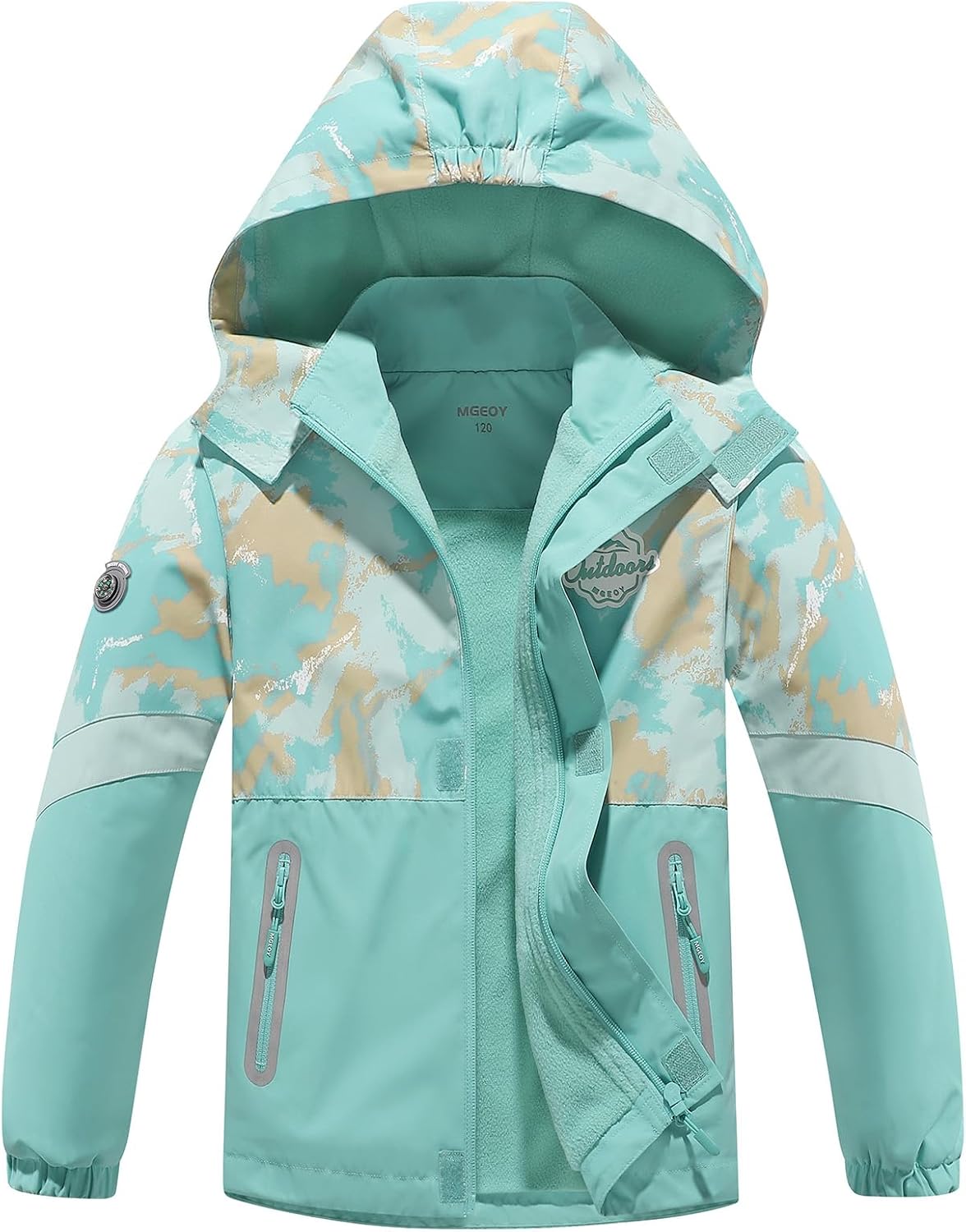 MGEOY Kids Rain Jacket, Waterproof Lightweight Hooded Windbreaker for Boys Girls 4-16Y