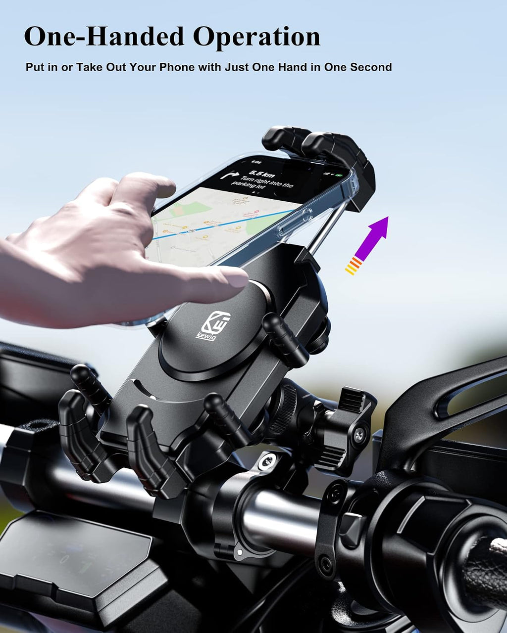 BRCOVAN Anti-Theft Motorcycle Phone Mount Holder with Vibration Dampener