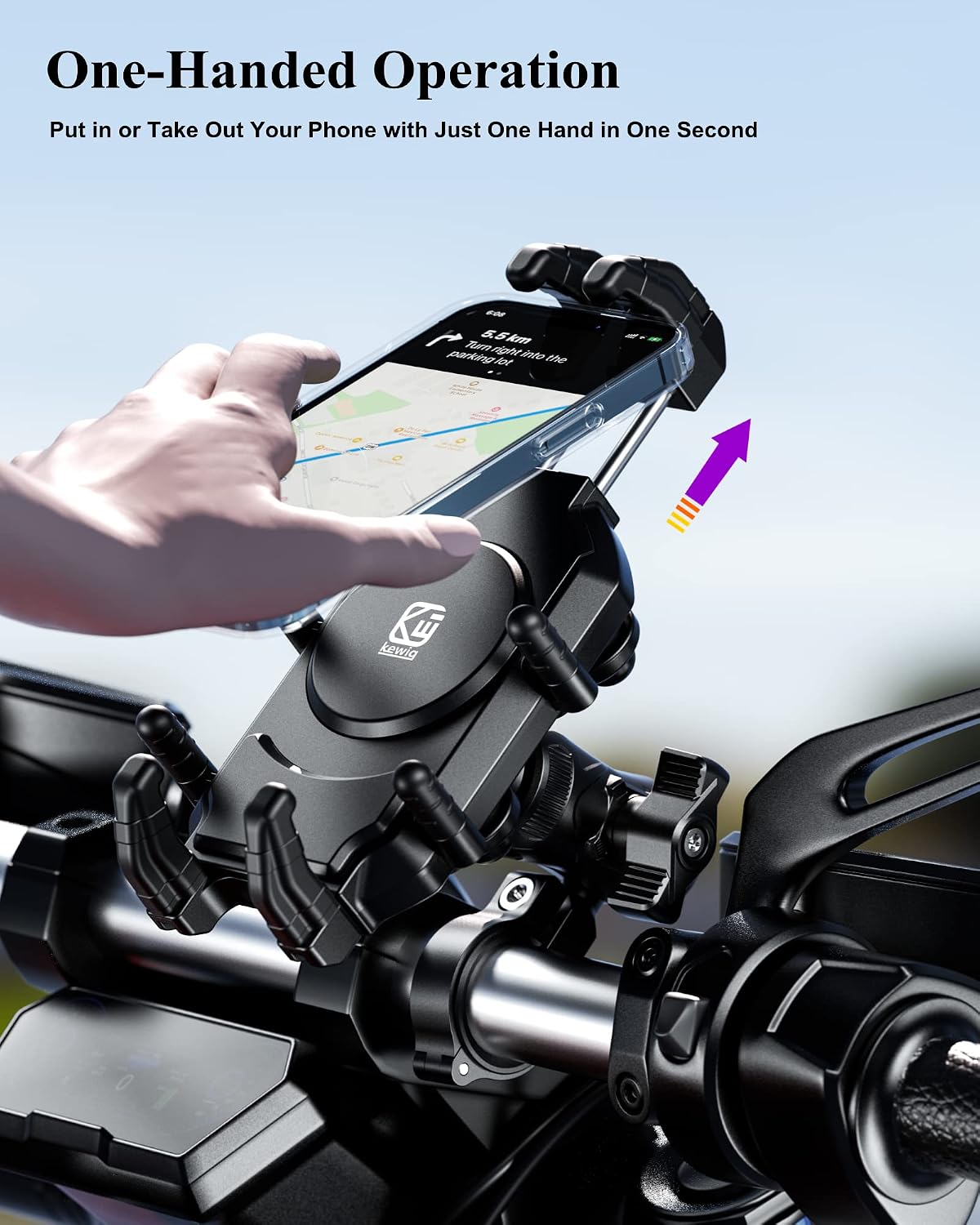 BRCOVAN Anti-Theft Motorcycle Phone Mount Holder with Vibration Dampener
