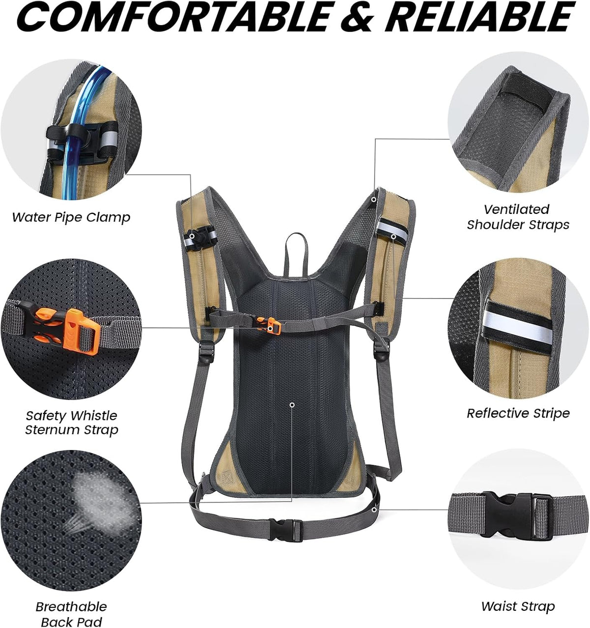 Nepest Hydration Pack Backpack with 2L Water Bladder Reflective Lightweight