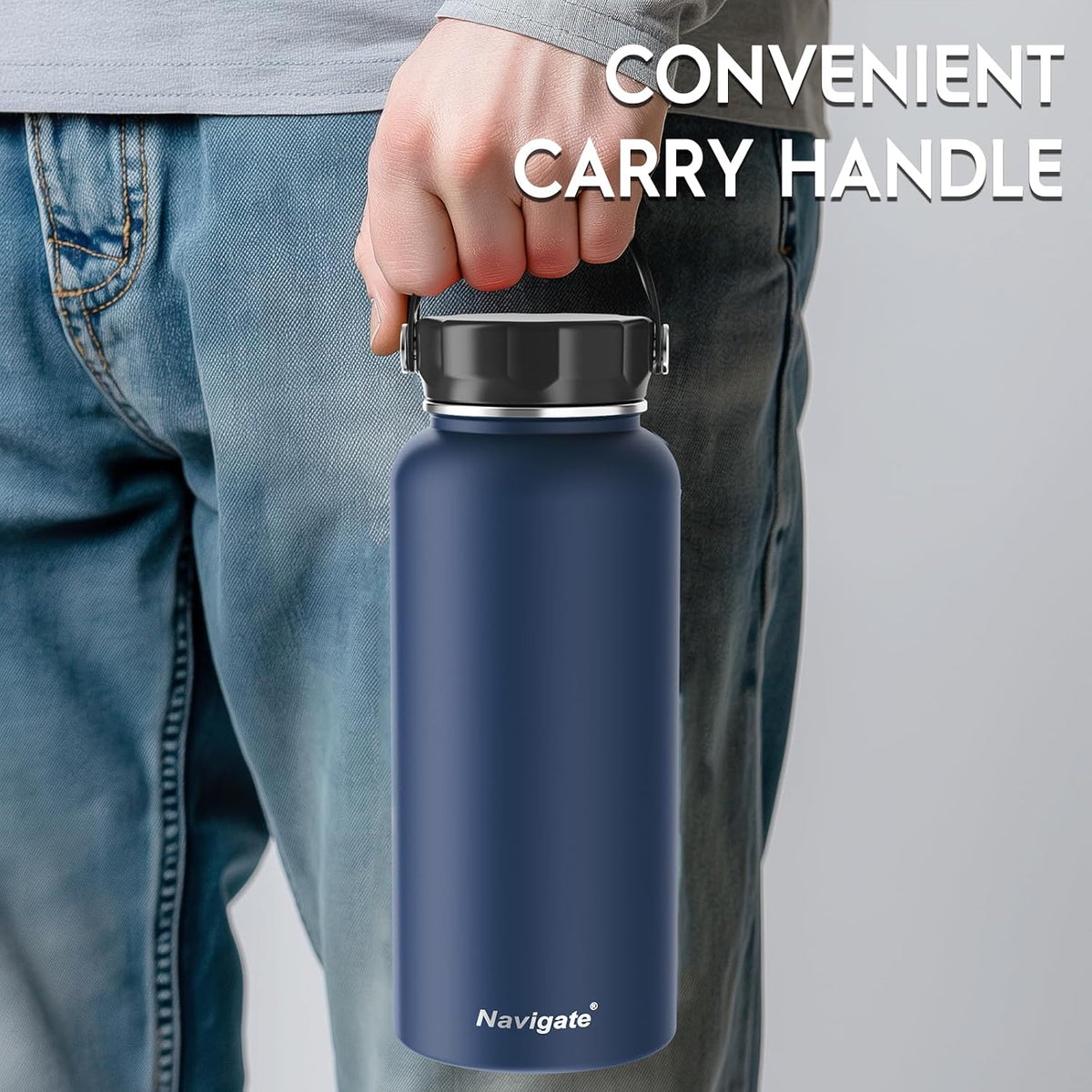 Navigate 32oz Insulated Water Bottle for Sports, Keep Cold 24H