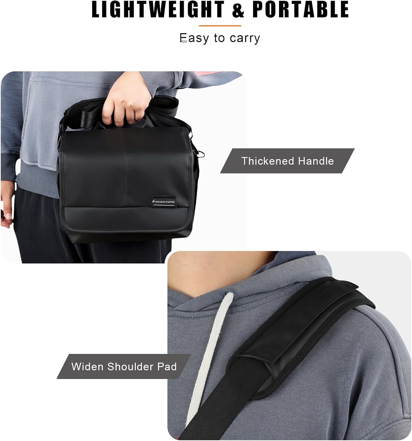 Besnfoto Camera Bag Small DSLR Camera Shoulder Bag for Photographer Waterproof Messenger Bag Crossbody Case Compatible with Canon Sony Nikon