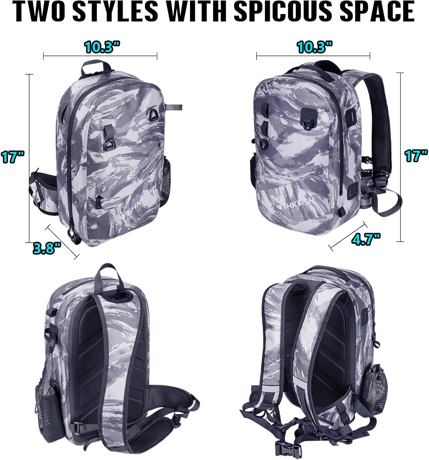 THKFISH IPX8 Waterproof Fishing Backpack with Rod Holder, Lightweight Fishing Sling Bag, Move Freely Fish Gifts for Men