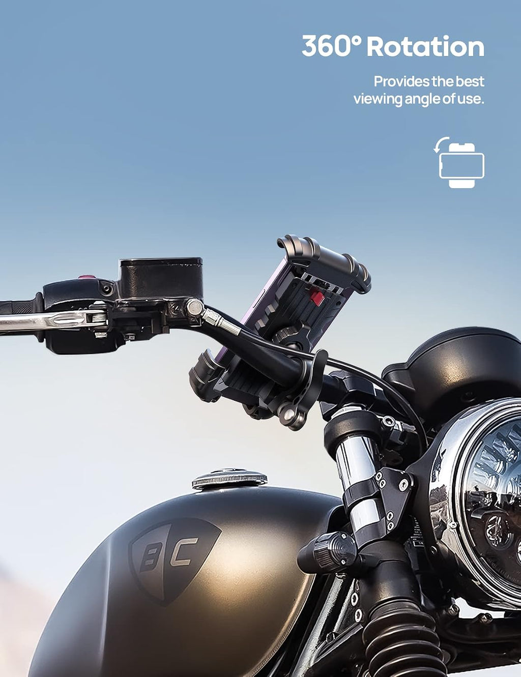 Lamicall Bike Phone Holder Motorcycle Mount - One-Hand Operation, Lockable