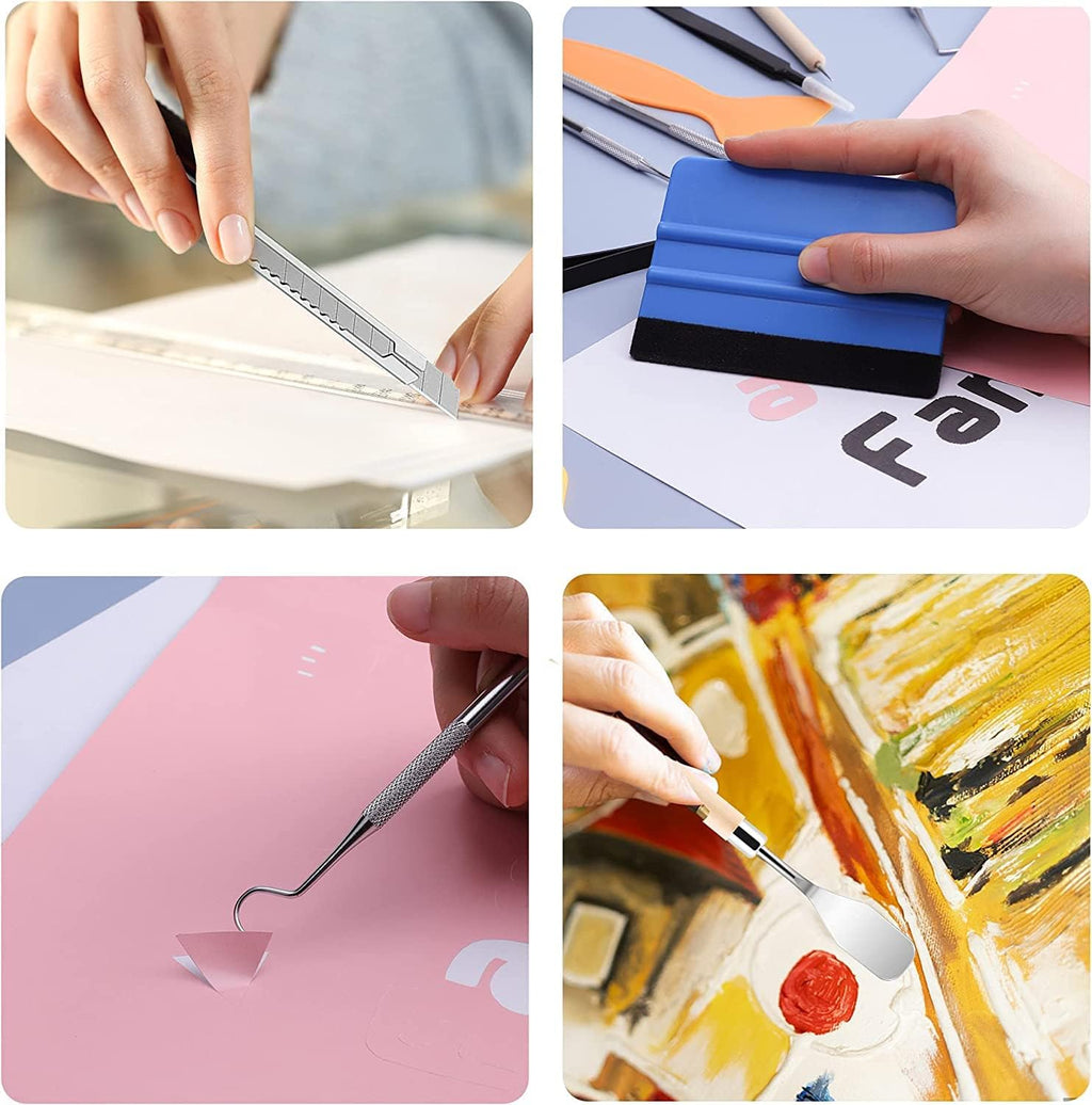 Famomatk 27PCS Craft Weeding Tools for Vinyl Kit,Utility Knife Vinyl Weeding Tool Set with 12Inch Paper Cutter Trimmer for Scrapbooking,Silhouettes,Cameos,DIY Art Crafting,Cutting,Splicing,Cardstock