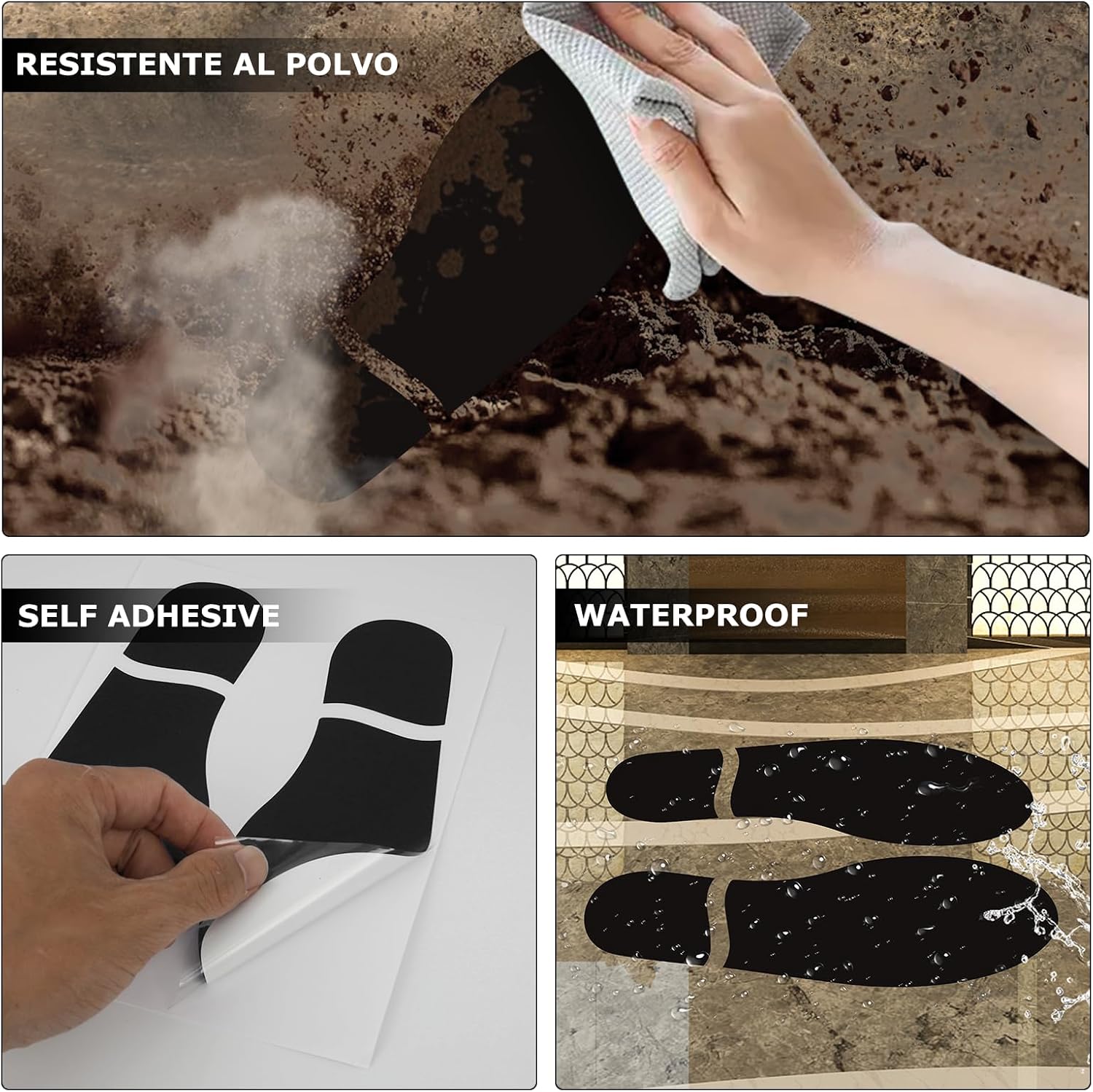 20 Pairs Black Footprint Stickers 3×7 in Classroom Floor Line Up
