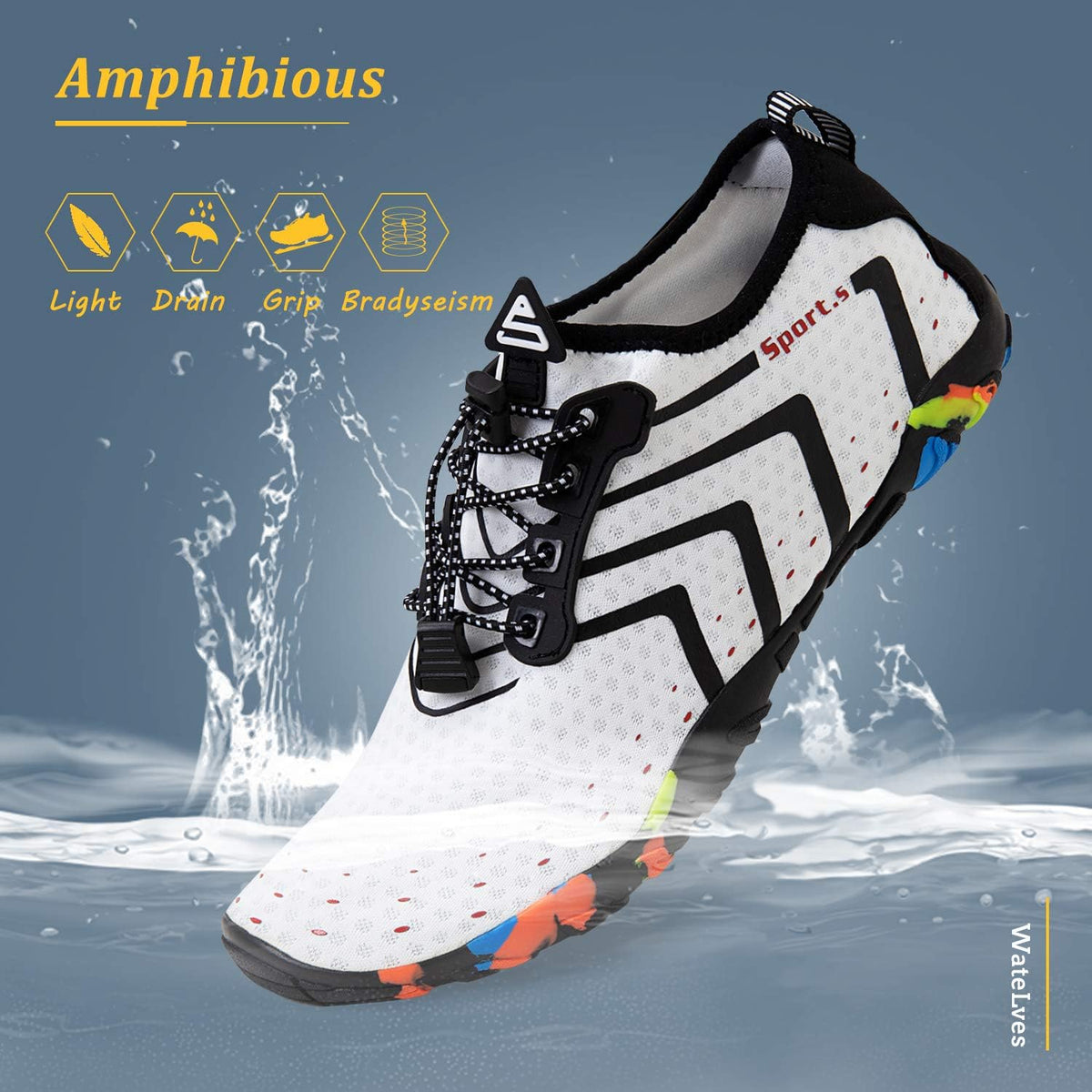 WateLves Water Shoes Mens Womens Barefoot Beach Swim Shoes Quick-Dry Aqua Socks Pool Shoes for Surf Yoga Water Aerobics
