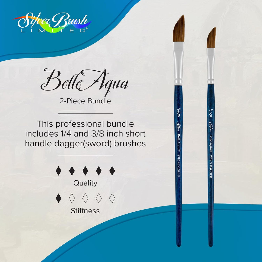 Silver Brush Limited BelleAqua Dagger Striper Watercolor Brush Set, 2pc