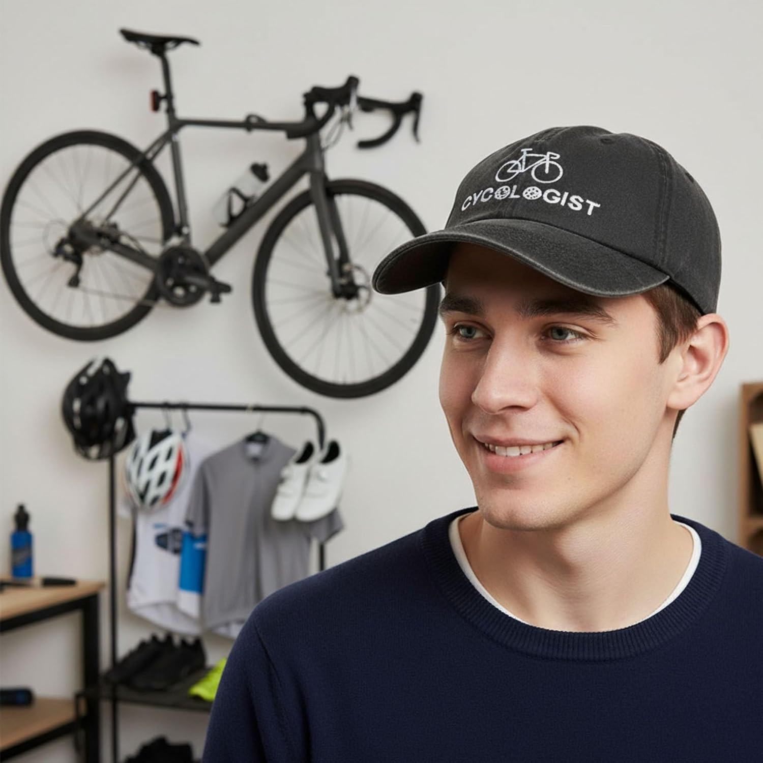 InnoBeta Cyclist Gifts for Men - Cycologist Bicycle Hat - Road Cycling Embroidered Baseball Cap Grey