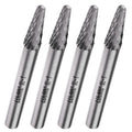 LU&MN SL-1 Tungsten Carbide Double-Cut Rotary Burr, 1/4" Shank, 4 PCS