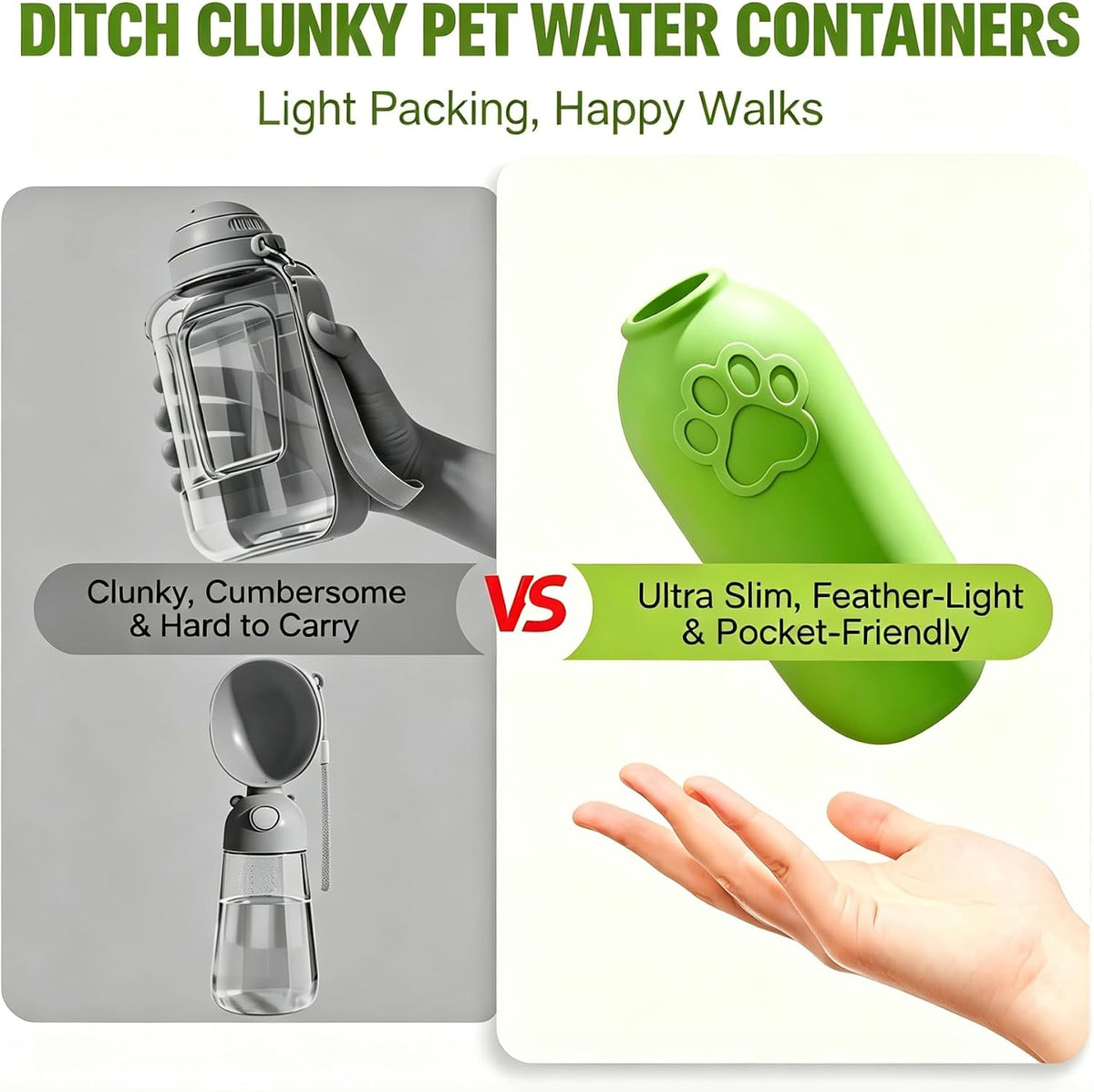 Universal Silicone Pet Water Bowl Attachment, Portable Dog Cat Water Feeder for Walking Hiking Travel, Fits Standard Water Bottles, Lightweight No Heavy Bottles Needed