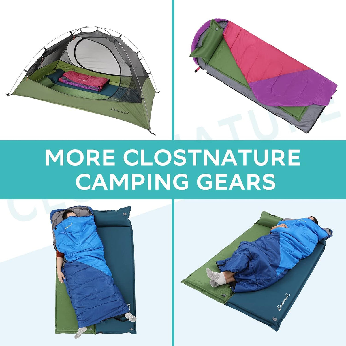 Clostnature 1.5in Lightweight Self Inflating Sleeping Pad for Camping
