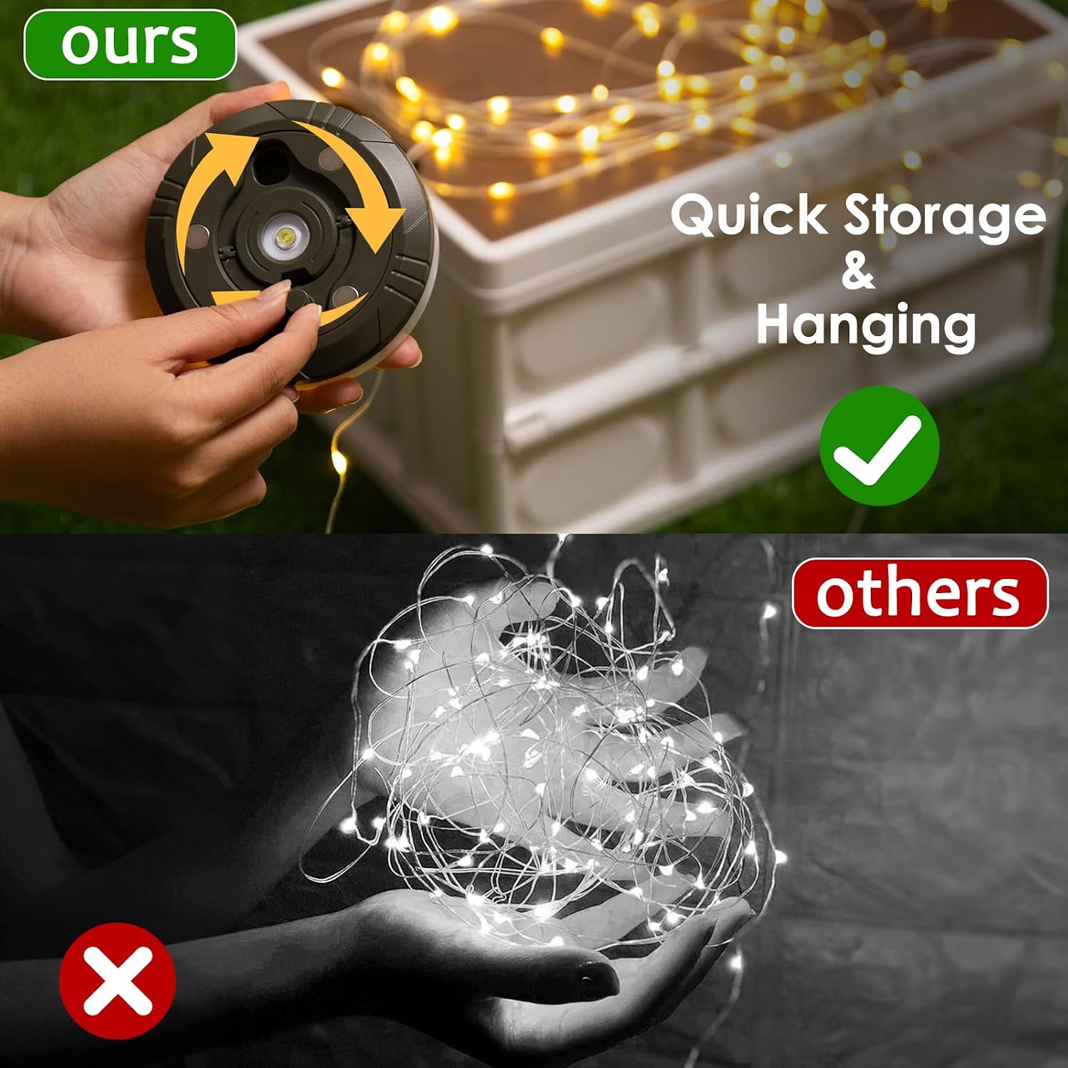 2 Pack Camping String Lights 4 in 1, 8 Modes Rechargeable Fairy Tent Lights